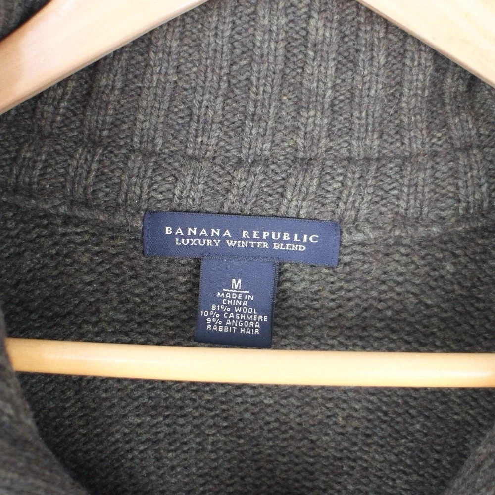 Banana Republic Wool Cashmere Blend Cardigan Sweater Jacket Olive Men's Medium